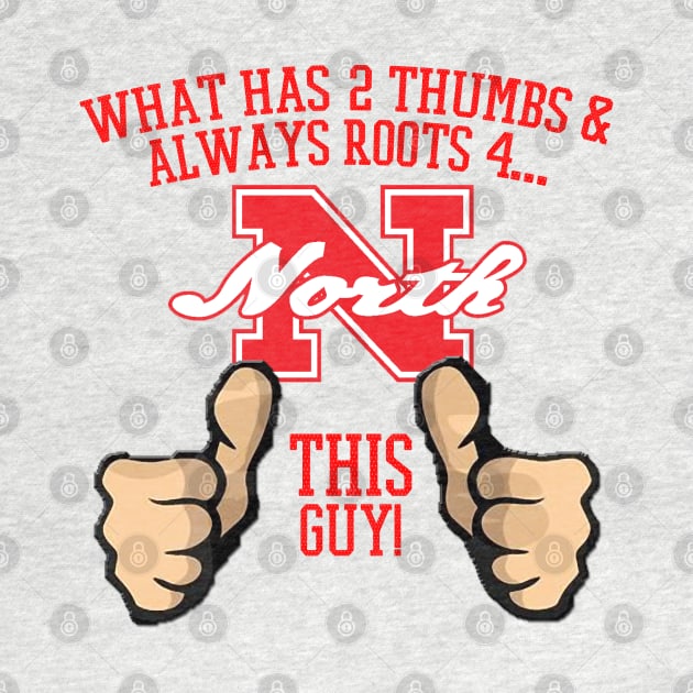 What has 2 thumbs and roots for Big Red, THIS GUY by ArmChairQBGraphics